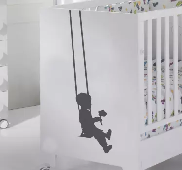 Otroci silhueta fant swing decal - TenStickers