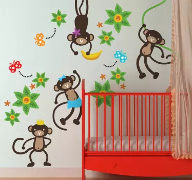 Otroci zabave opica stene decal - TenStickers