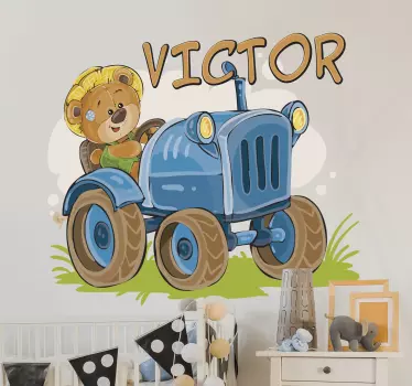 Otroška traktorska prilagodljiva nalepka - TenStickers