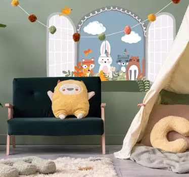 Otroška živalska okna 3d nalepka - TenStickers