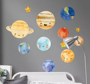 Otroški planeti sončni sistem vesoljska stena nalepka - TenStickers