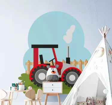 Parni traktor na nalepki igrače na kmetiji - TenStickers