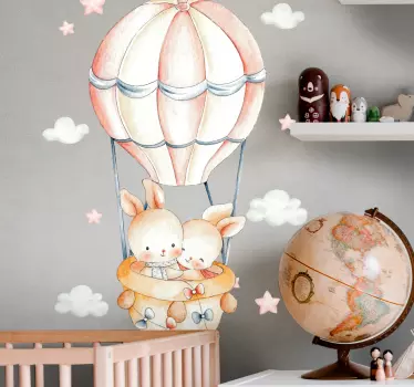 Pastelni zajčki na oblakih z dekorji živalskih sten z zračnimi ba - TenStickers