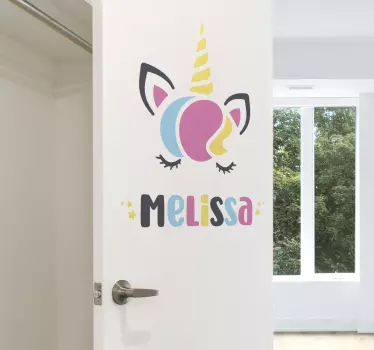 Personalizirana nalepka za steklena vrata z imenom samorog - TenStickers