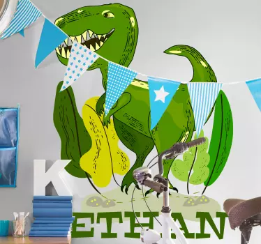 Personalizirana nalepka za steno dinozavra in rastlin zmaj - TenStickers
