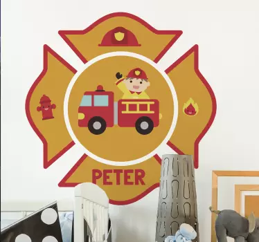 Personalizirane otroške stenske nalepke za gasilce - TenStickers