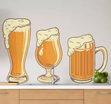 Pivo kozarci različnih velikosti pijte stenske nalepke - TenStickers