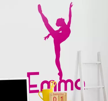 Plesna nalepka balerina z imenom silhueta - TenStickers