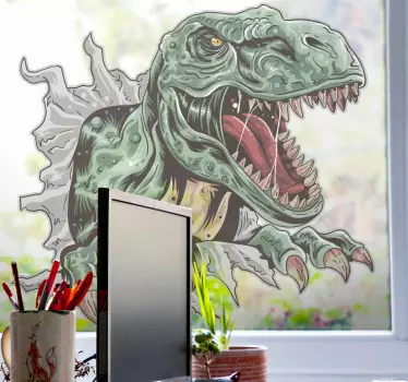 Podrobnosti t-rexa, ki lomijo nalepko stenskega okna - TenStickers