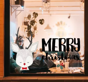 Reindeer holiday greeting božična nalepka - TenStickers