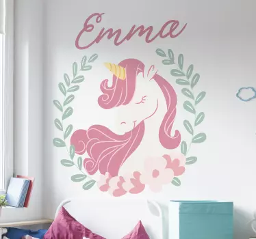 Princesa samoroga z imenom pravljični stenski nalepki - TenStickers