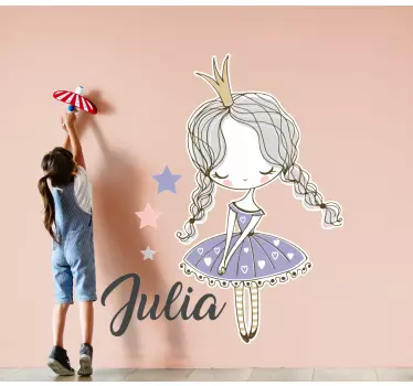 Princesa z dvema pletenicama nalepka po meri - TenStickers