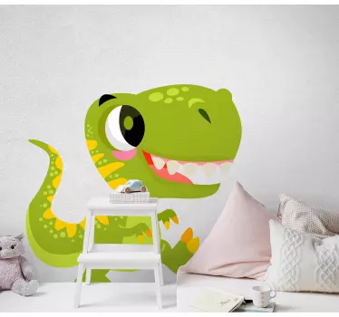Prisrčen otroški dinozaver z nalepko za steklena vrata na tehtnic - TenStickers
