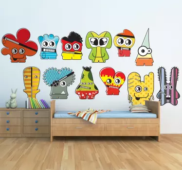 Različne prijazne otroke pošasti decal - TenStickers