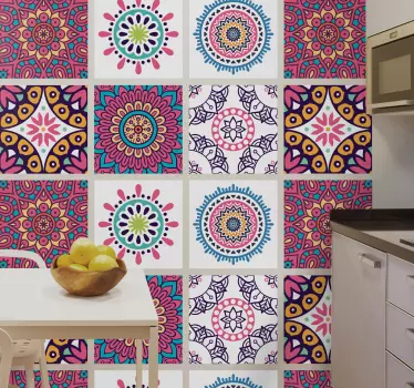 Raznobarvne ploščice mandala ploščice prenos - TenStickers