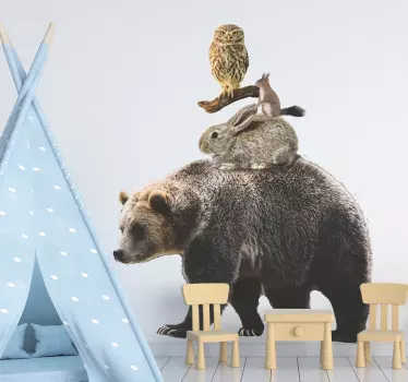 Realistične živali z medvedjo nalepko divjih živali - TenStickers