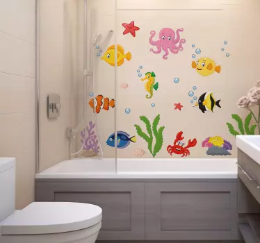 Risane ribe kopalniška nalepka za steno - TenStickers