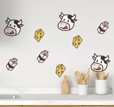 Risbe stenske nalepke hrane za krave mleka in sira - TenStickers