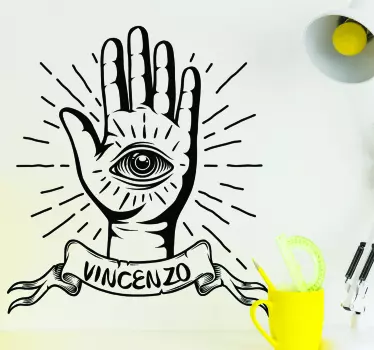 Roka z očesom in imenom nalepka živali - TenStickers