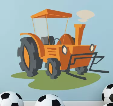 Rumena stenska nalepka traktorja - TenStickers