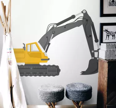 Rumeni bager risba ilustracija stenska umetnost - TenStickers