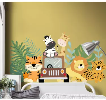 Set safari živali s stensko nalepko zebra lev in žirafa - TenStickers