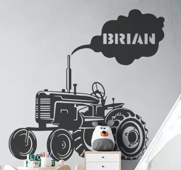 Silhueta traktor z lastnim imenom nalepka igrače - TenStickers