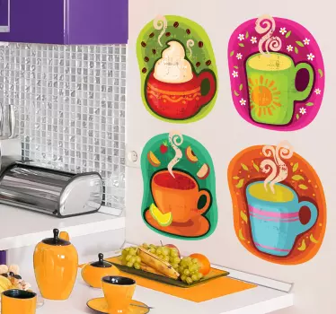 Skodelice kavnih kuhinjskih nalepk - TenStickers