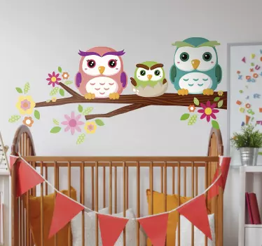 Sove na steni nalepke za drevesne ptice - TenStickers