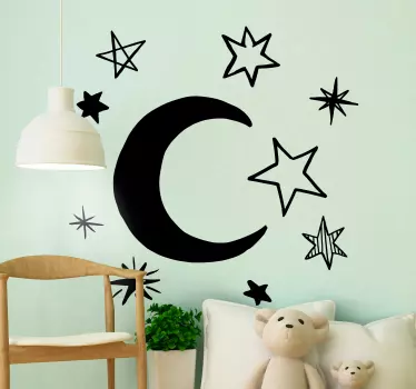 Spakirajte 9 zvezdic z nalepko luna - TenStickers