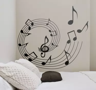 Spiralno glasbeno noto stensko nalepko - TenStickers