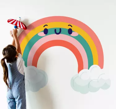 Srčkan oblaki mavrica nasmejana risanka stenske nalepke - TenStickers