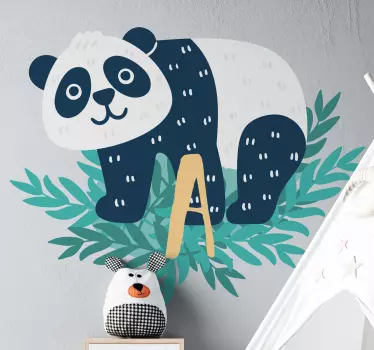 Srečna panda z začetno nalepko za steno za dojenčke - TenStickers