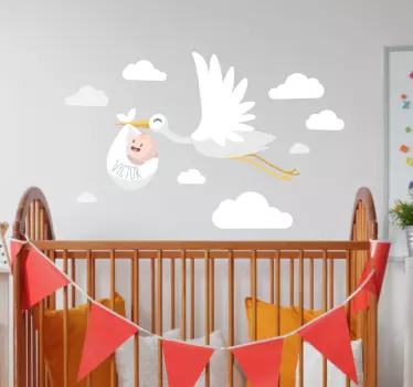 štorklja z nalepkami za otroško steno za otroka - TenStickers