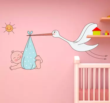 štorklje, ki nosi otroško otroško nalepko - TenStickers