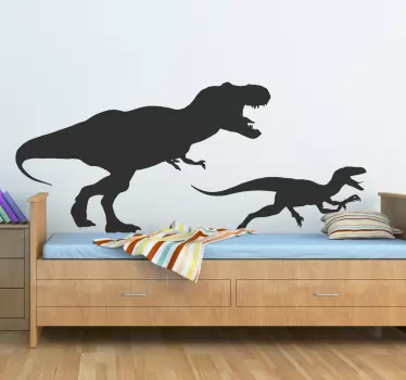 T-rex in nalepka na steno velociraptorja - TenStickers