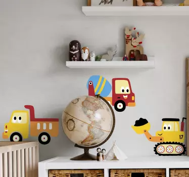 Tovornjak, kopač, tovornjak, nalepke z igračami - TenStickers