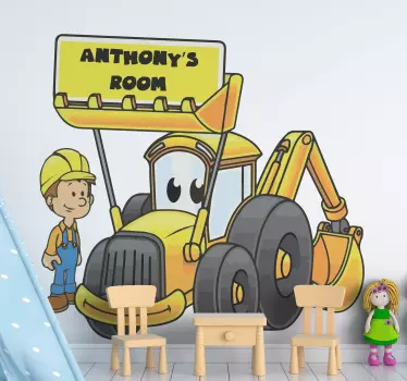 Traktor in človek z lastnim imenom nalepka za igrače - TenStickers