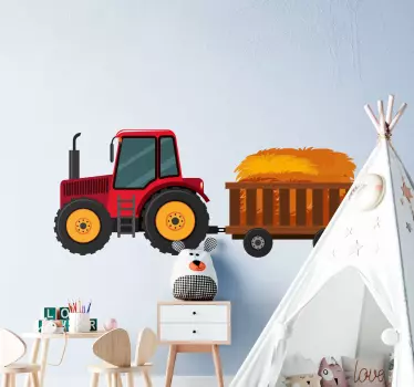 Traktor s senom v nalepki vozička - TenStickers
