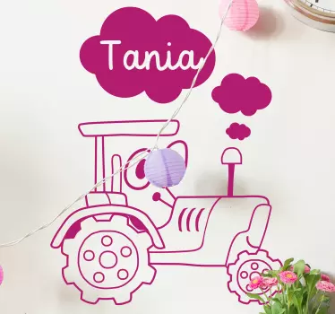 Traktor z očmi in nalepko z imenom barve - TenStickers