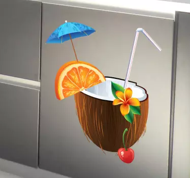 Tropski kokosov koktajl nalepka - TenStickers