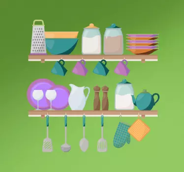 Vibrant kitchenware showcase nalepka za kuhinjo - TenStickers
