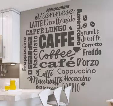 Vrste kave pijača stenska nalepka - TenStickers
