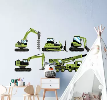 Zelena nalepka za igrače za traktor in buldožerje - TenStickers