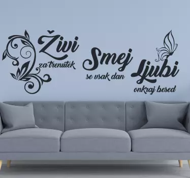 živeti, se smejati, ljubiti motivacijsko nalepko - TenStickers