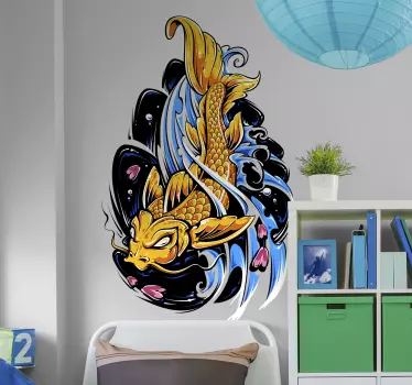 Zlata koi riba živalski zid nalepka - TenStickers