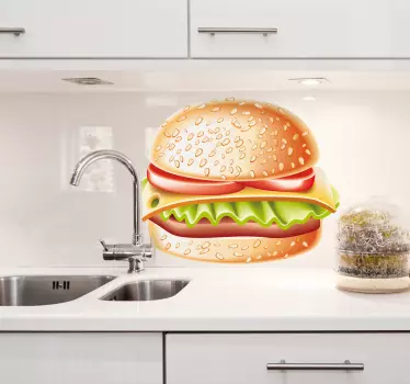 Zlati hamburški sendvič nalepka - TenStickers