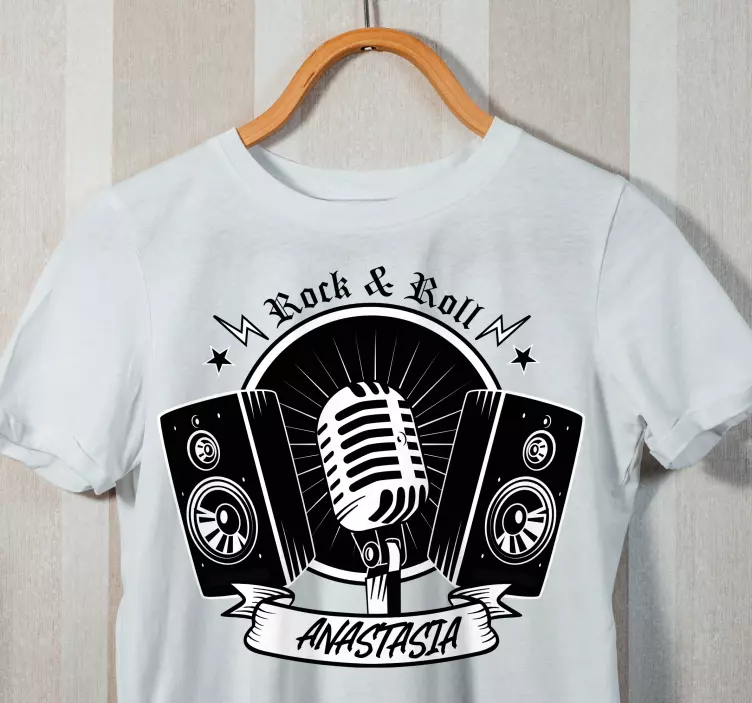 črni mikrofon in zvočnik z otroško majico - TenStickers