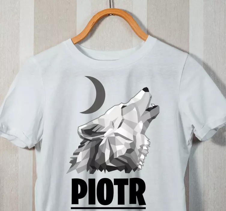 Geometrijsko-živalne majice sivega volka z imenom - TenStickers