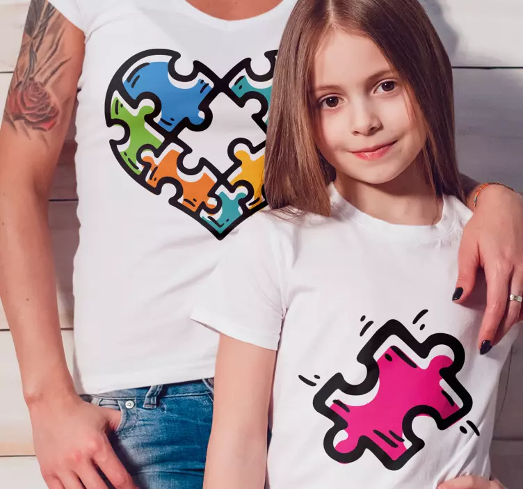 Puzzle srce mati hčerka majica - TenStickers